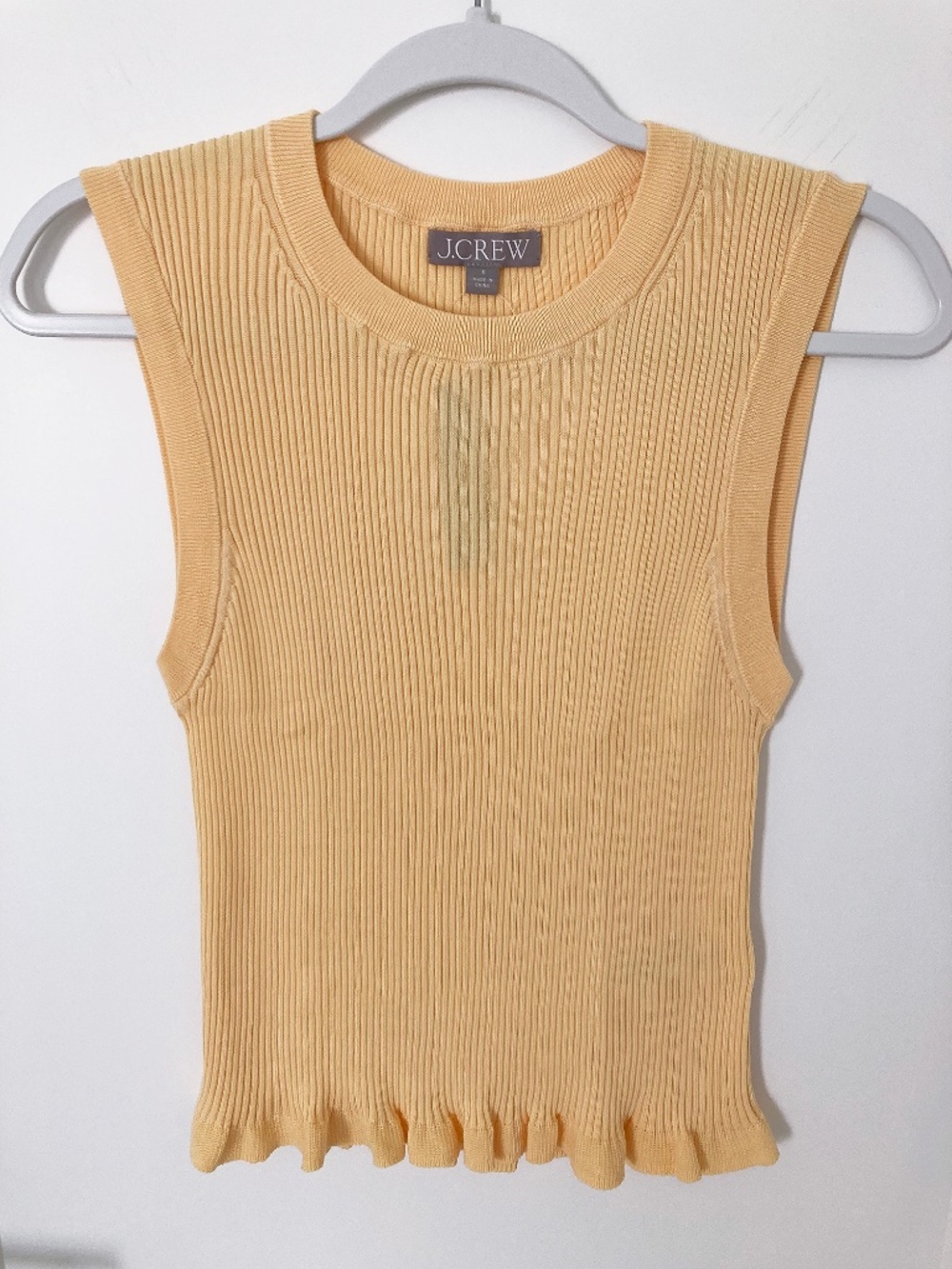 NWT J. Crew Yellow Ruffle-trim Shell Tank Top in Premium Ultra-fine Cotton - S